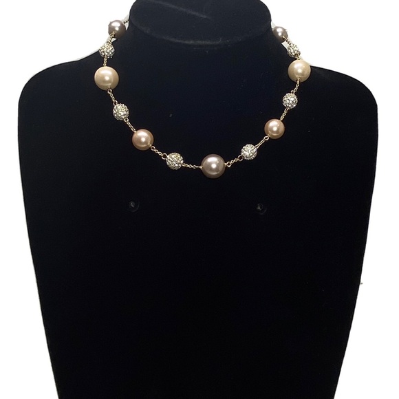 Carolee Pave Crystal & Pearl Choker Necklace - Picture 2 of 9